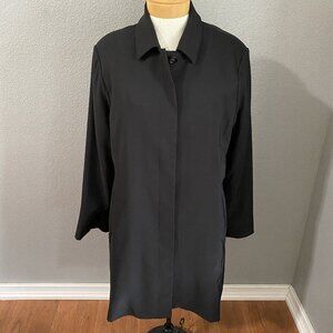 Jones New York Coat Womens L Black Long Lined Button Front Career Classic